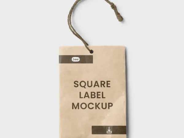 Top View of Square Creased Label Mockup 1