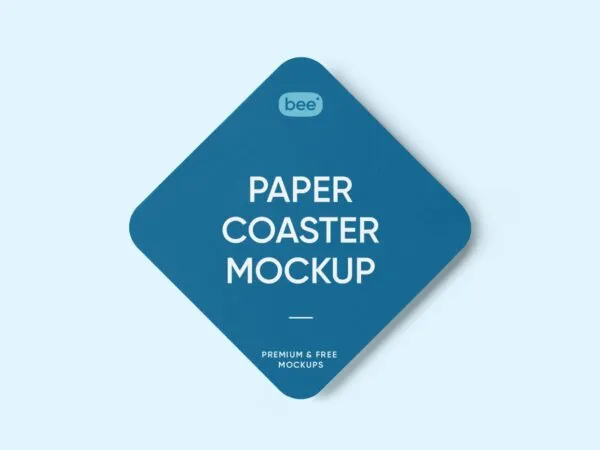 Top View of Square Paper Coaster Mockup 1