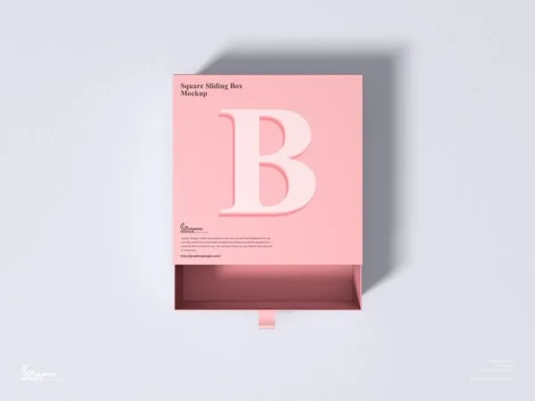 Top View of Square Sliding Box Mockup 1