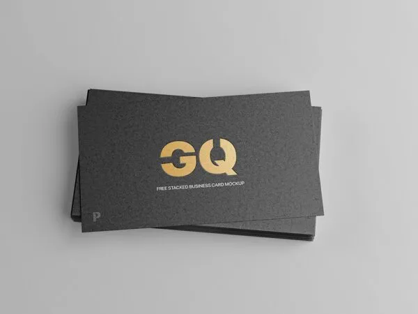 Top View of Stacked Rectangular Business Cards Mockup 1