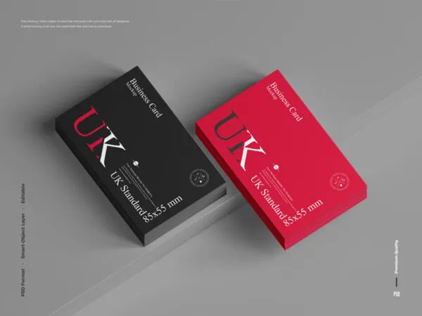 Top View of Standard Stacked Business Card Mockup 1