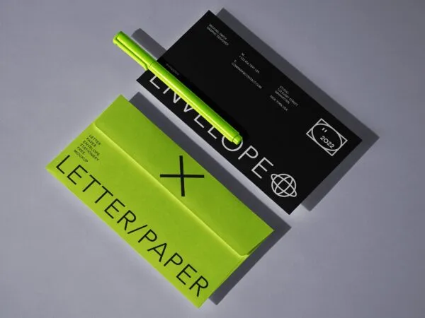 Top View of Stationery Set Featuring Letter and Envelope Mockup 1