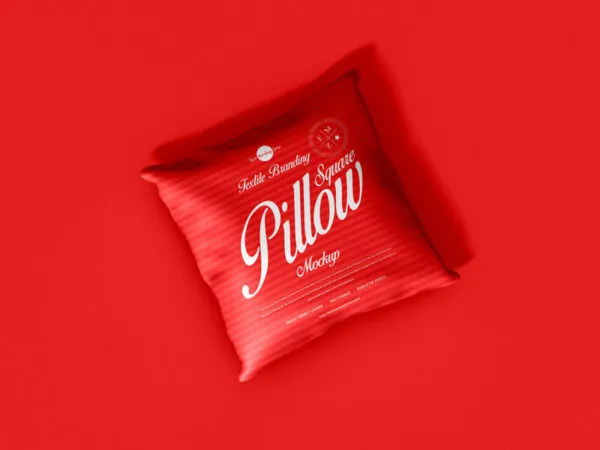 Top View of Textile Branding Square Pillow Mockup 1