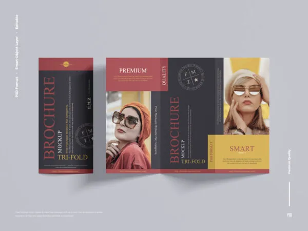 Top View of Tri fold Brochure Mockup 1