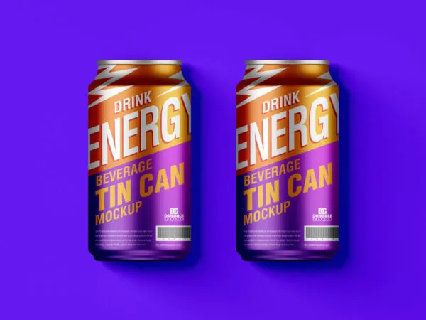Top View of Two Beverage Tin Cans Mockup 1