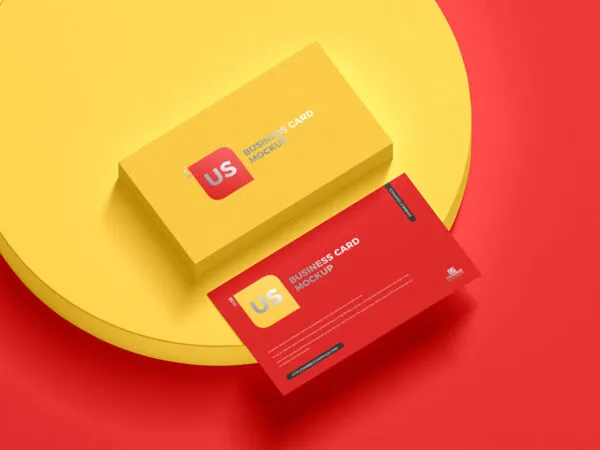 Top View of Two Business Cards Mockup 1