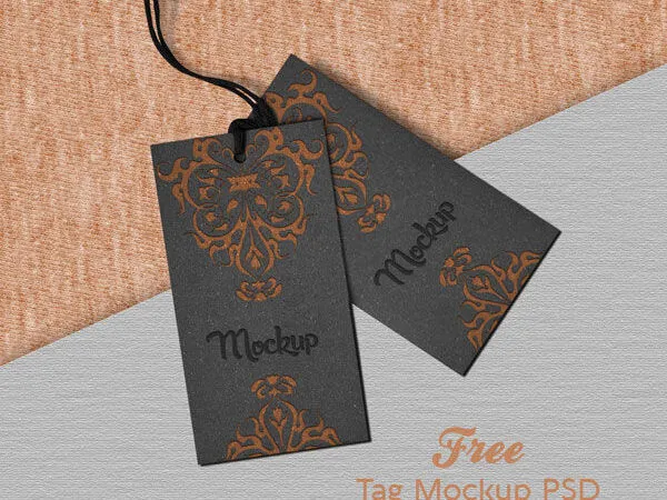 Top View of Two Clothing Tags Mockup 1
