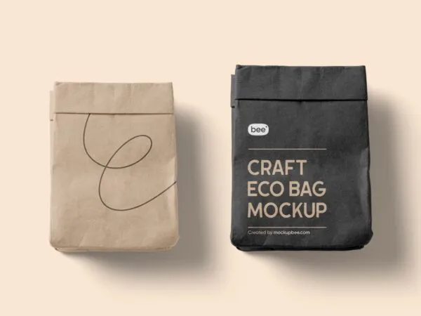Top View of Two Craft Eco Bags Mockup 1