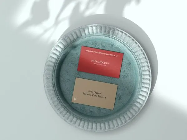 Top View of Two Elegant Business Cards Mockup 1