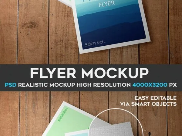 Top View of Two Flyers Mockup 1