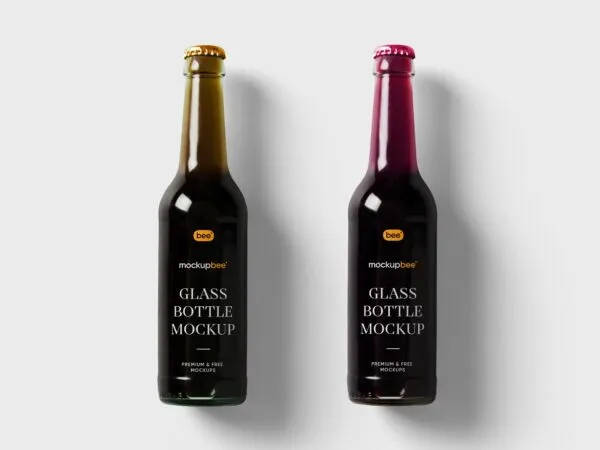 Top View of Two Glass Bottles Mockup 1