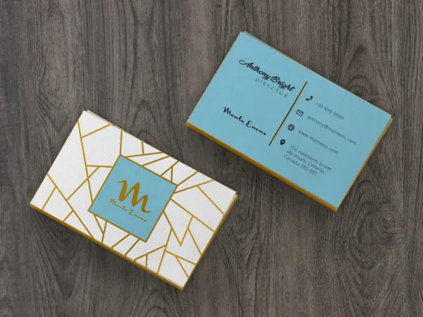 Top View of Two Horizontal Business Cards Mockup 1