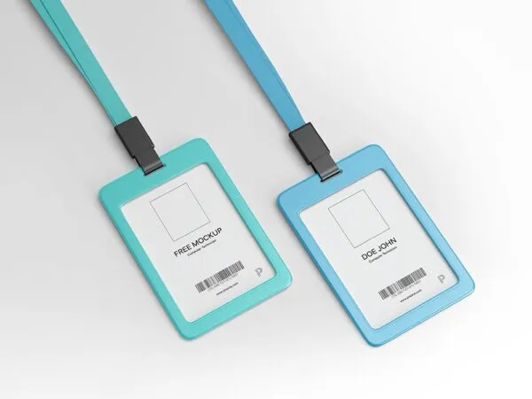 Top View of Two ID Card Holders Mockup 1