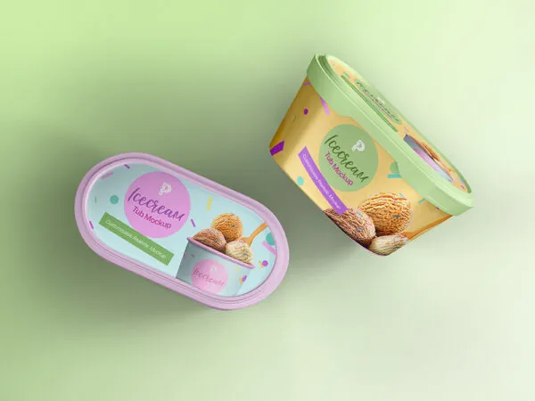 Top View of Two Ice Cream Tubs Mockup 1