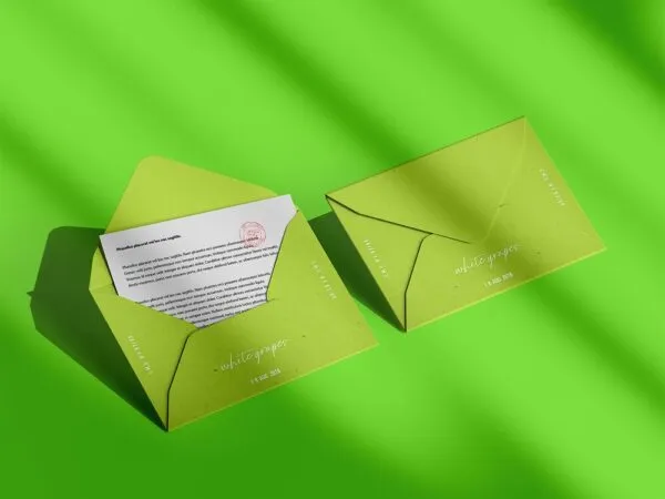 Top View of Two Open and Closed Envelopes Mockup 1