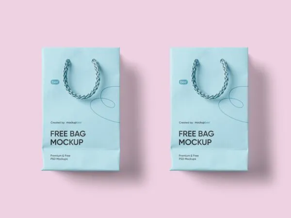 Top View of Two Paper Gift Bags Mockup 1