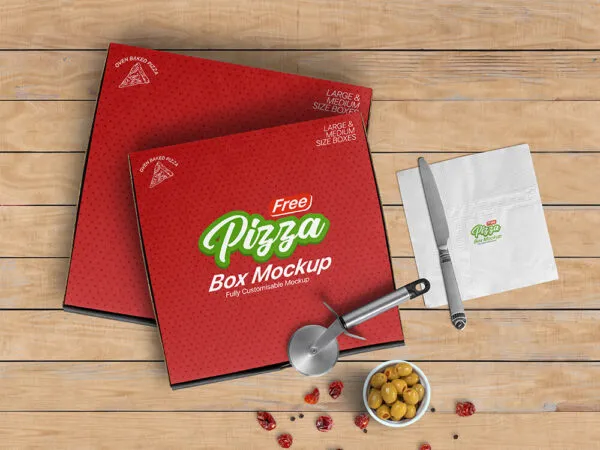 Top View of Two Pizza Boxs Mockup 1