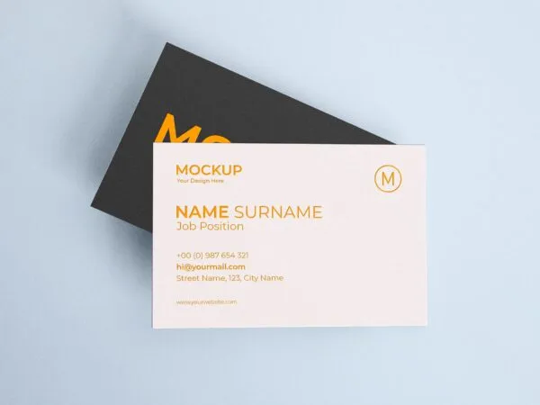 Top View of Two Realistic Business Cards Mockup 1