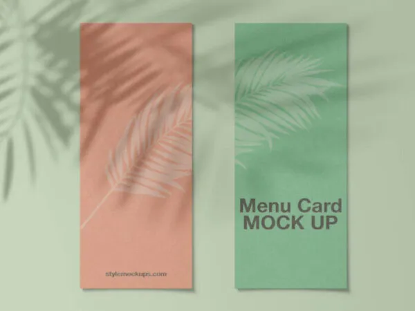 Top View of Two Realistic Menu Card Mockup With Leafy Shadows 1