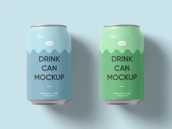 Top View of Two Soda Cans Mockup 1