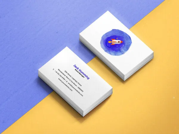 Top View of Two Stacked Business Cards Mockup 1