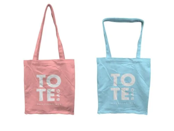Top View of Two Tote Bags Mockup 1