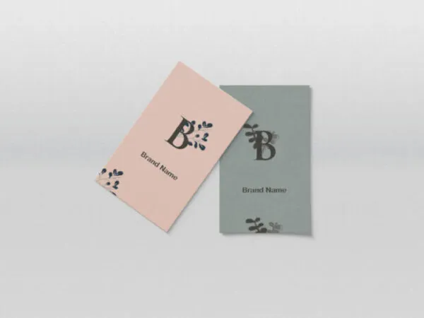 Top View of Two Vertical Business Cards Mockup 1