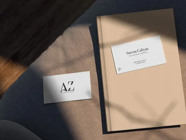 Top View of US Size Business Cards Mockup 1