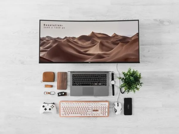 Top View of Ultra Wide Curved LED Screen Mockup 1