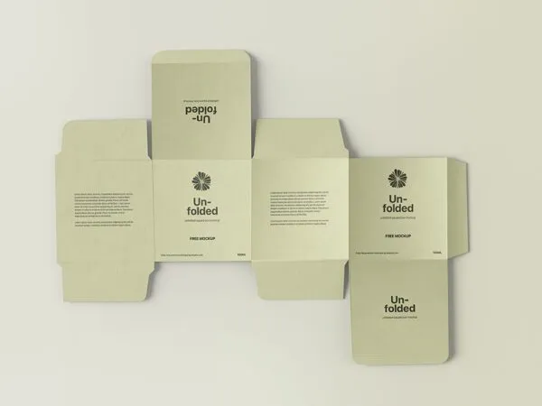 Top View of Unfolded Square Packaging Box Mockup 1