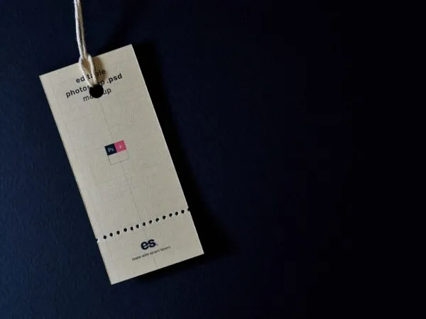 Top View of Vertical Clothing Tag Mockup 1