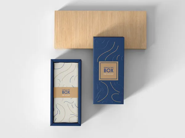 Top View of Vertical Gift Box Mockup 1