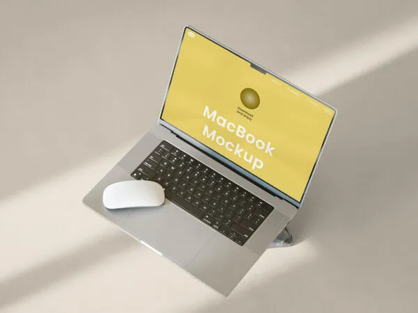 Top View of Wide Open MacBook Mockup 1