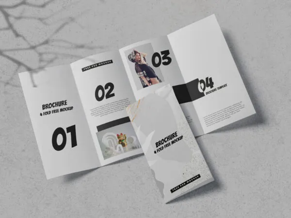 Top View of a 4 Fold Brochure Mockup 1