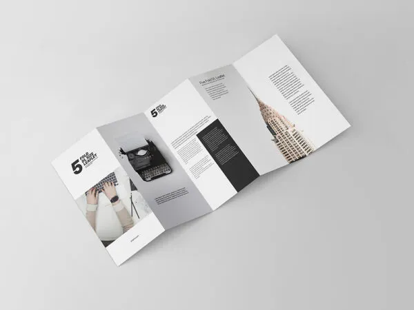 Top View of a 5 Fold DL Leaflet Mockup 1