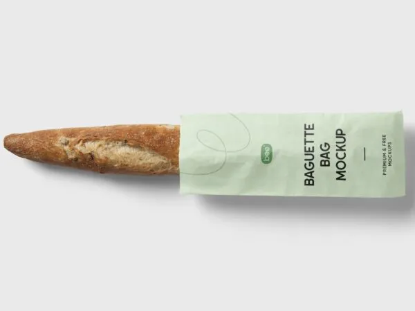 Top View of a Baguette Paper Bag Mockup 1