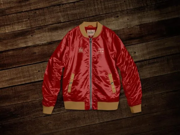 Top View of a Bomber Jacket Lying on the Floor Mockup 1