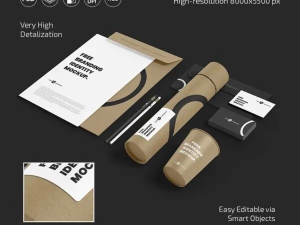 Top View of a Branding Identity Mockup 1