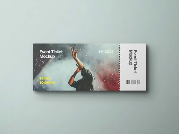 Top View of a Classic Rectangular Event Ticket Mockup 1
