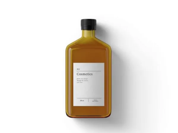 Top View of a Clear Cosmetics Bottle Mockup 1