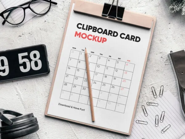 Top View of a Clipboard Card Mockup 1