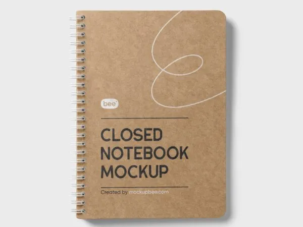 Top View of a Closed Wiry Notebook Mockup 1