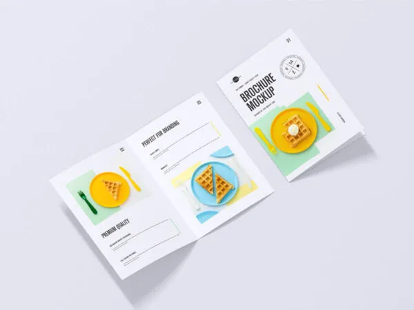 Top View of a Closed and Opened A4 Brochures Mockup 1