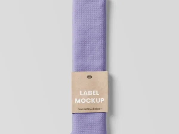 Top View of a Dishcloth Featuring Paper Label Mockup 1
