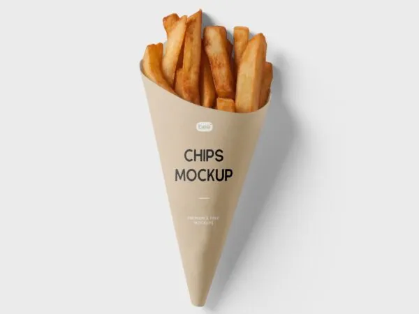 Top View of a FriesChips Wrapper Mockup 1
