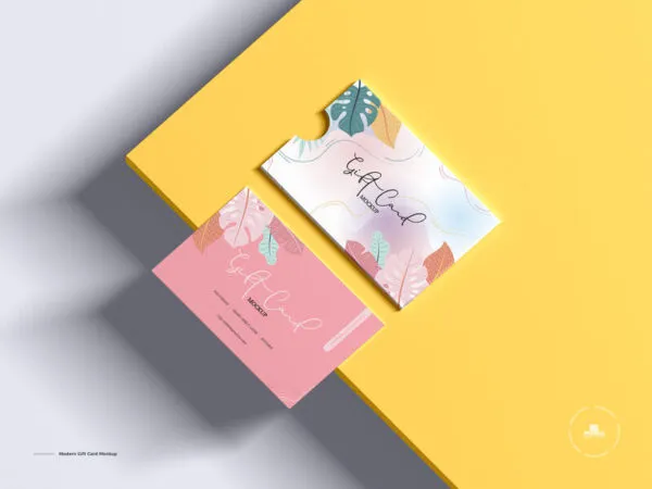 Top View of a Gift Card and Cover Mockup 1