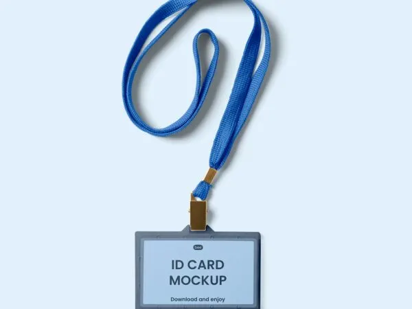 Top View of a Hanging ID Card Mockup 1