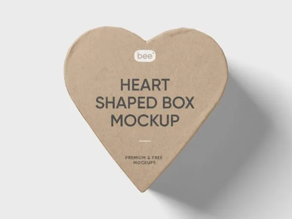 Top View of a Heart Shaped Gift Box Mockup 1