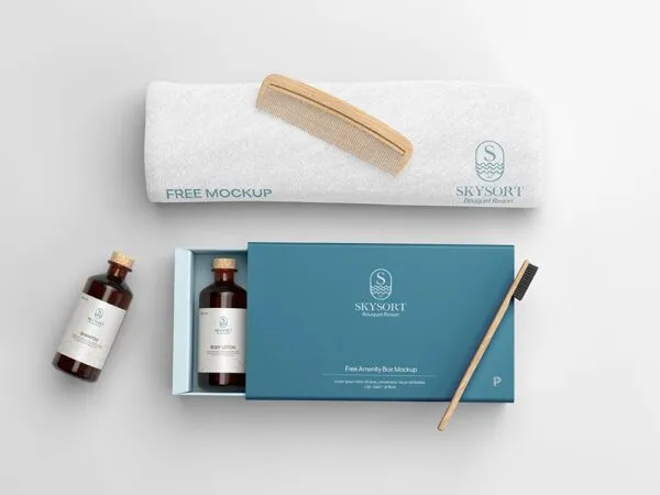 Top View of a Hotel Amenity Box Mockup 1