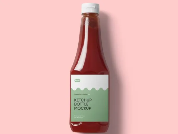 Top View of a Ketchup Bottle Mockup 1